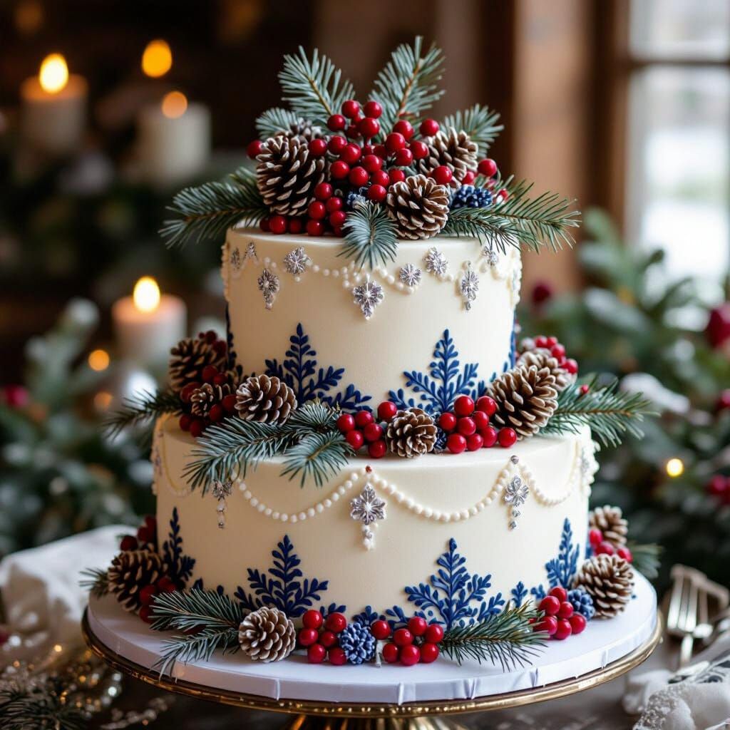Winter Wedding Cake in Storybook Style