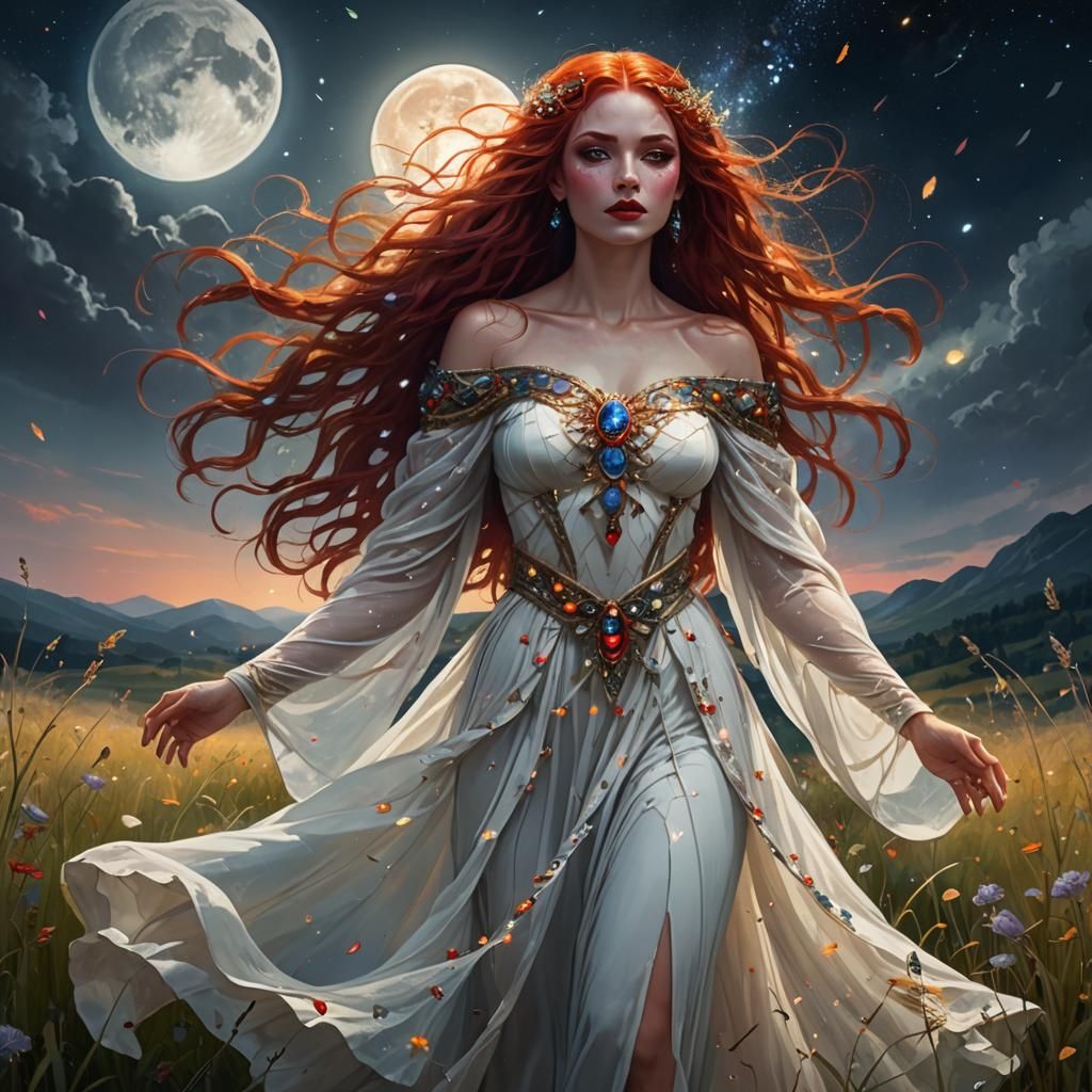 Goddess with Gemstones in Art Nouveau Style