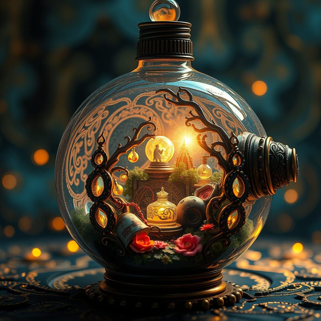 Dreamlike Miniature Realm in Glass