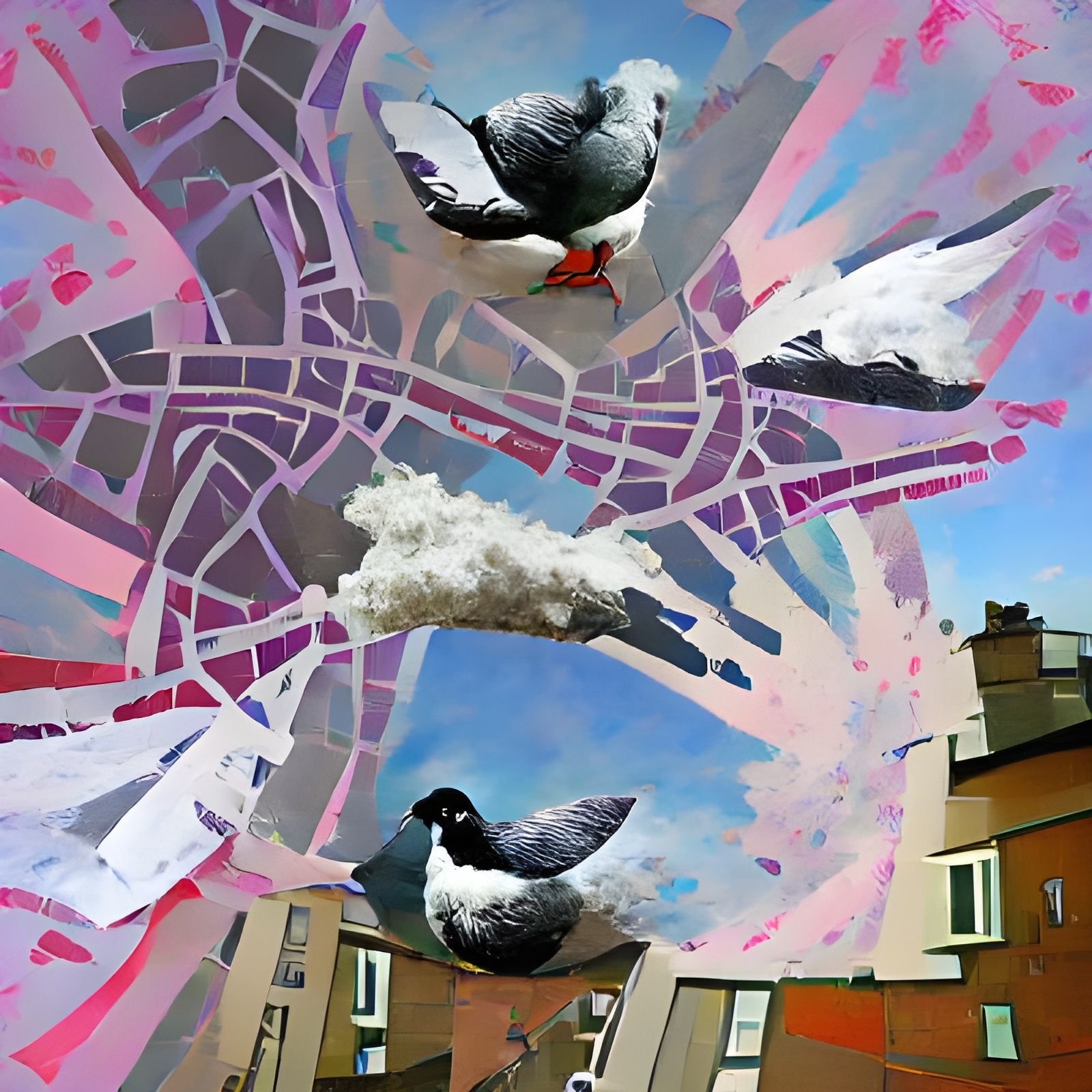 Urban Pigeon: Impasto Photoillustration of Peace