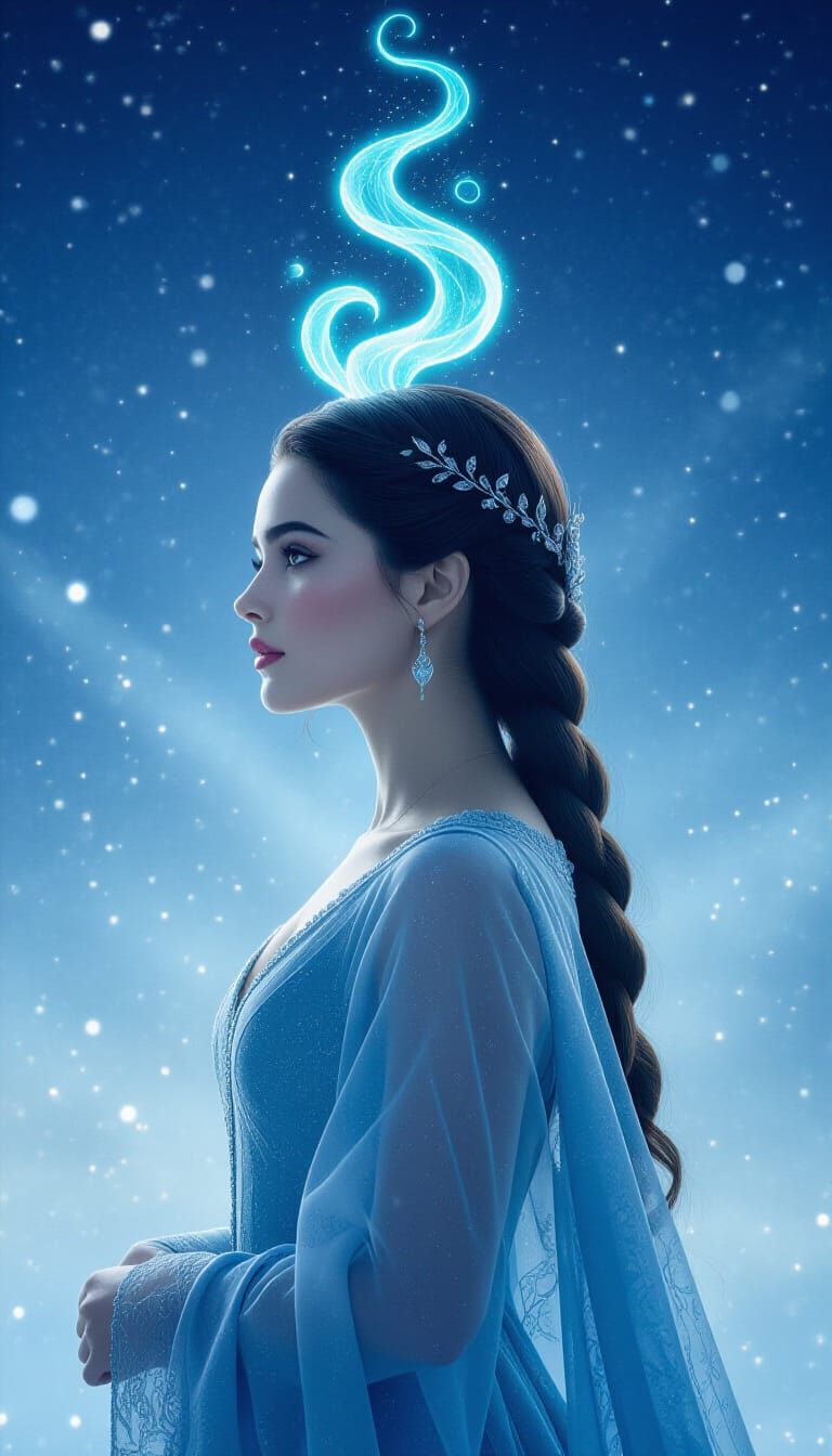 Pearl White to Ice Blue Gradient with Red Beanie Sketch