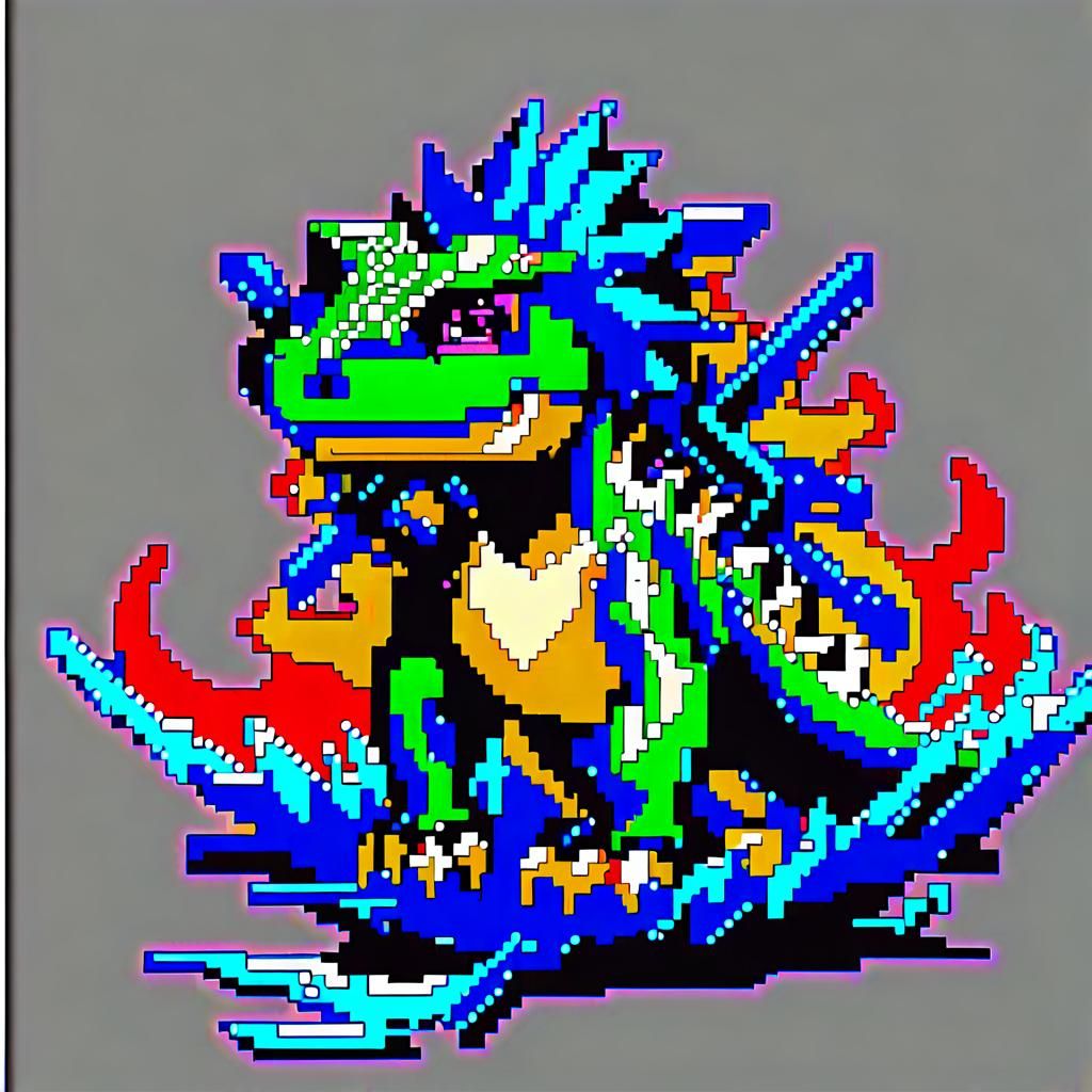 8-bit Dinosaur Samurai Pixel Art