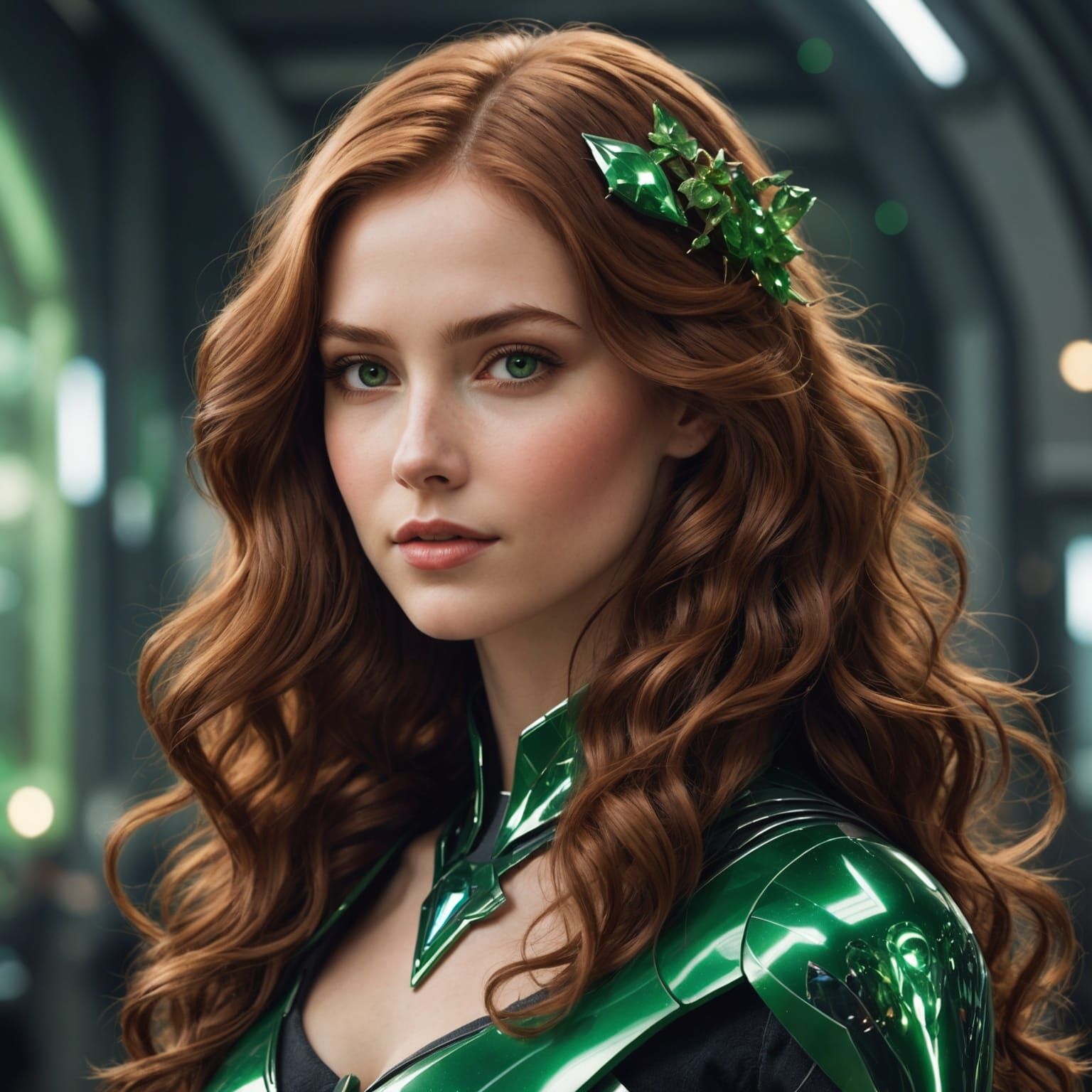 Elegant Science Fiction Protagonist in Hi-Tech Clothing