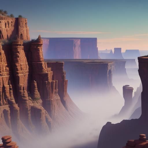 Canyon Valley Matte Painting in Deep Color