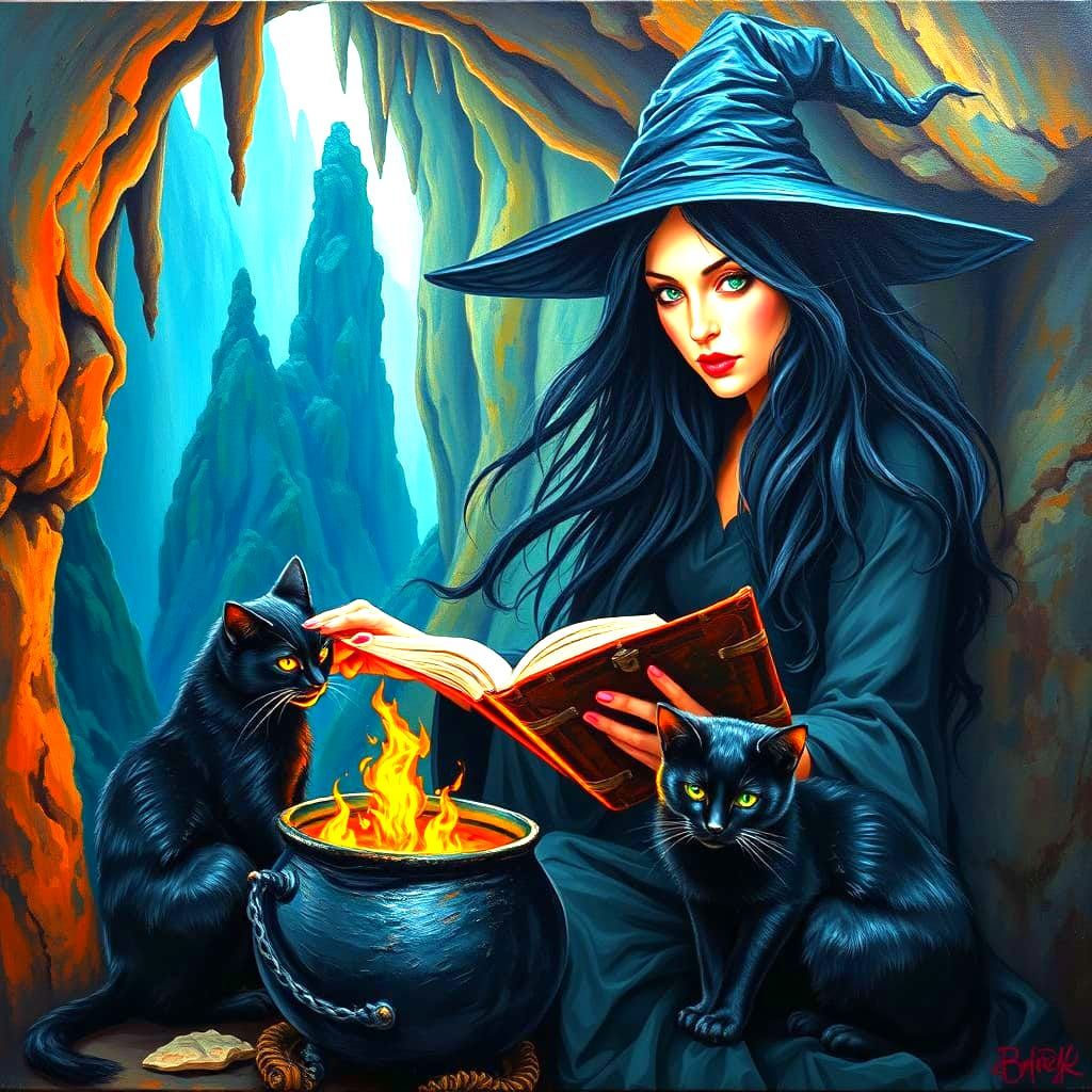 Enchanted Sorceress Lost in Ancient Cave