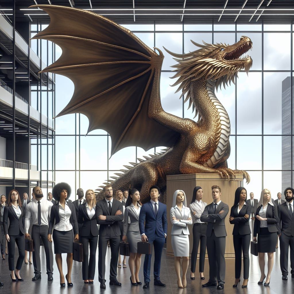Golden Dragon in Modern Office Environment
