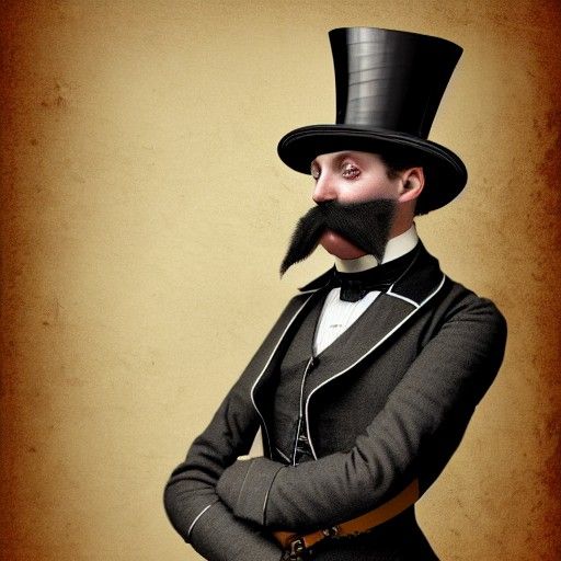 Victorian Steampunk Man with Top Hat and Goggles
