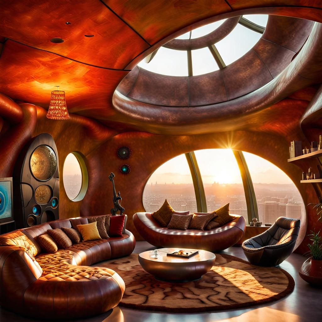 Sci-Fi Andean Penthouse Interior in Golden Hour