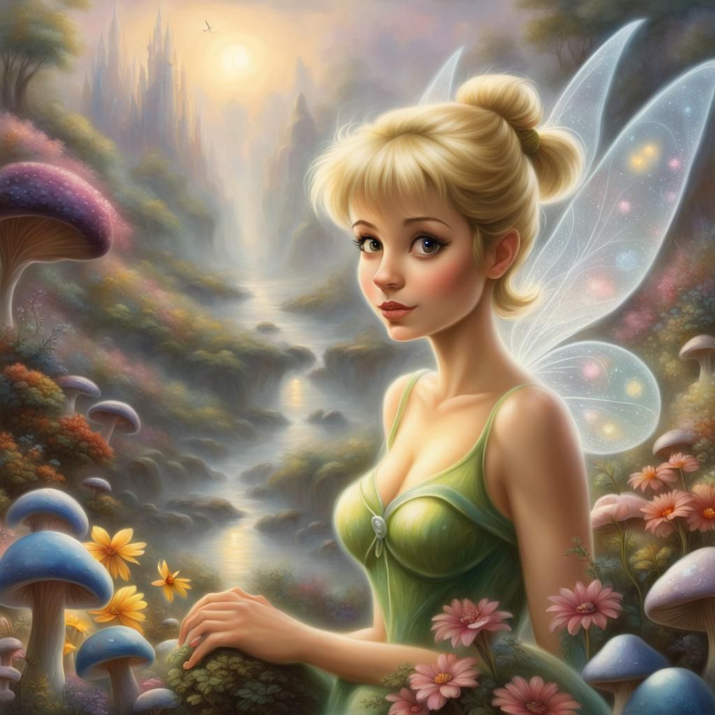 Ethereal Tinkerbell in Hyperdetailed Fantasy Landscape