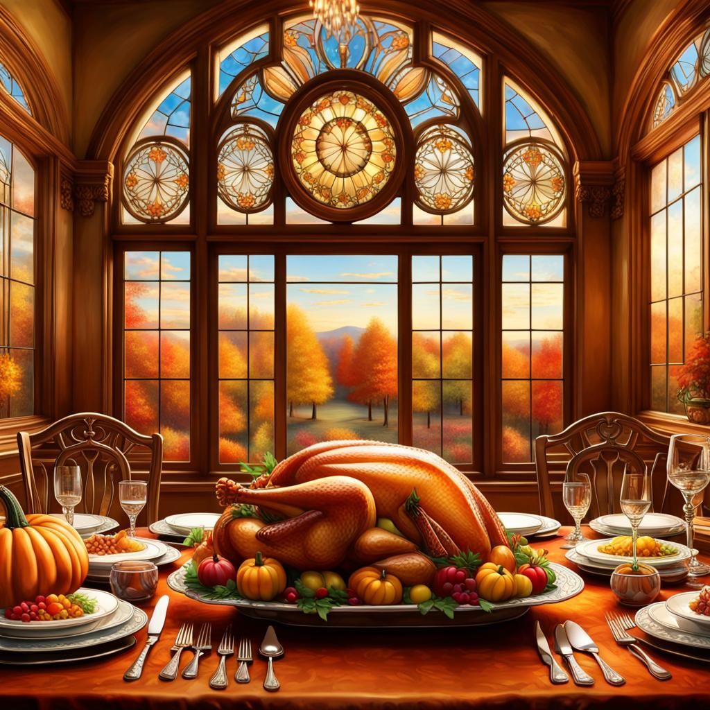 Thanksgiving Table in Ornate Dining Room
