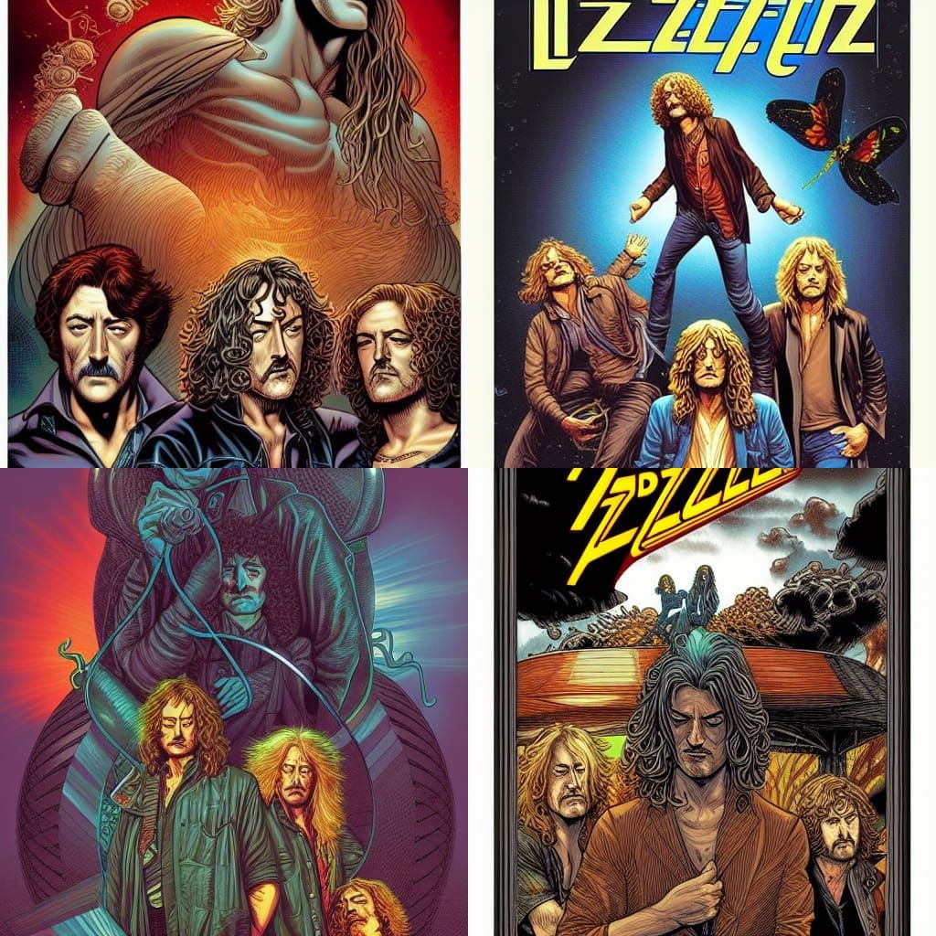 Led Zeppelin in Comic Book Art Style