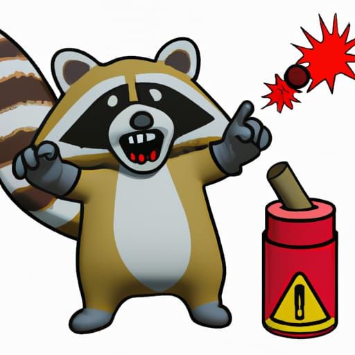 Cartoon Raccoon with Dynamite