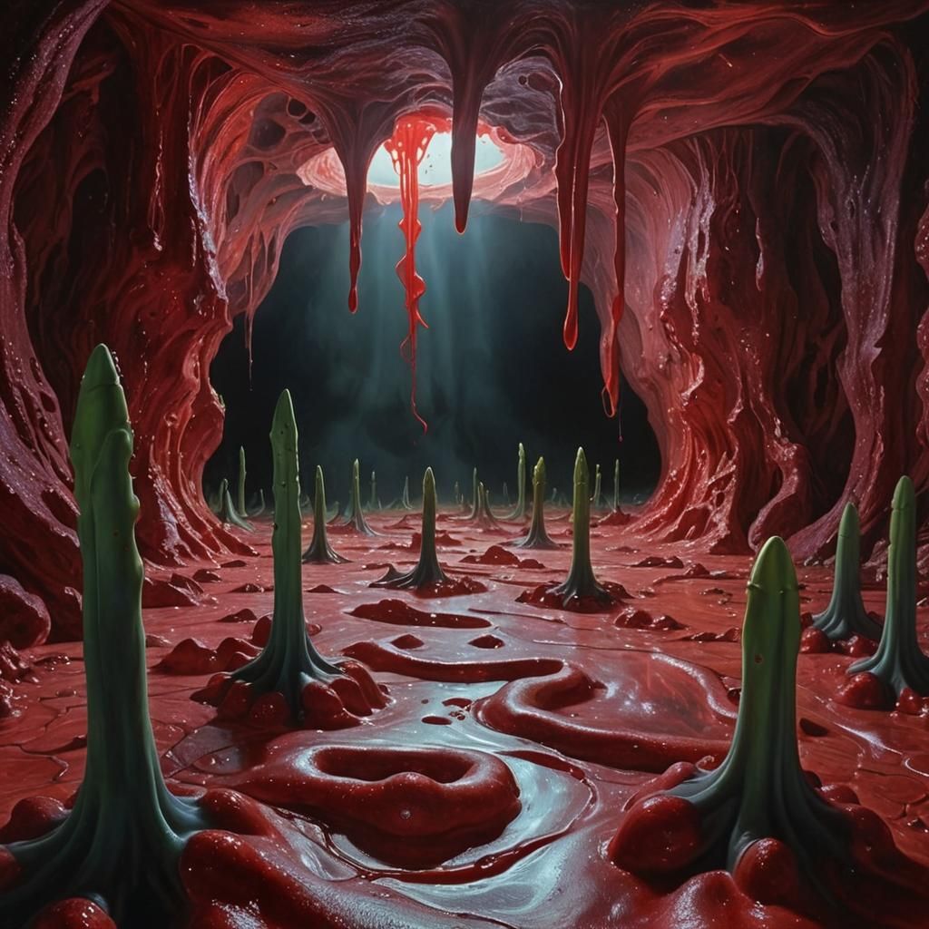 Eerie Red Antennae in Dark Cavern: Hyper-Realistic Close-Up