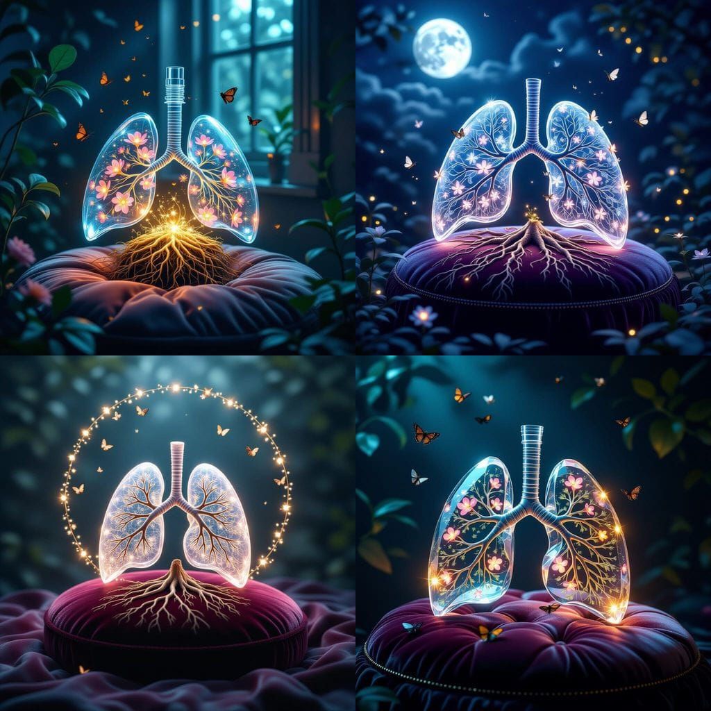 Bioluminescent Flowers Sprouting in Crystal Lung