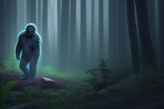 Sasquatch Avatar of Growth in Hyperdetailed Forest