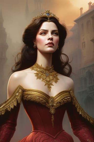 Hyperrealistic Princess Belle Portrait in Splash Art Style