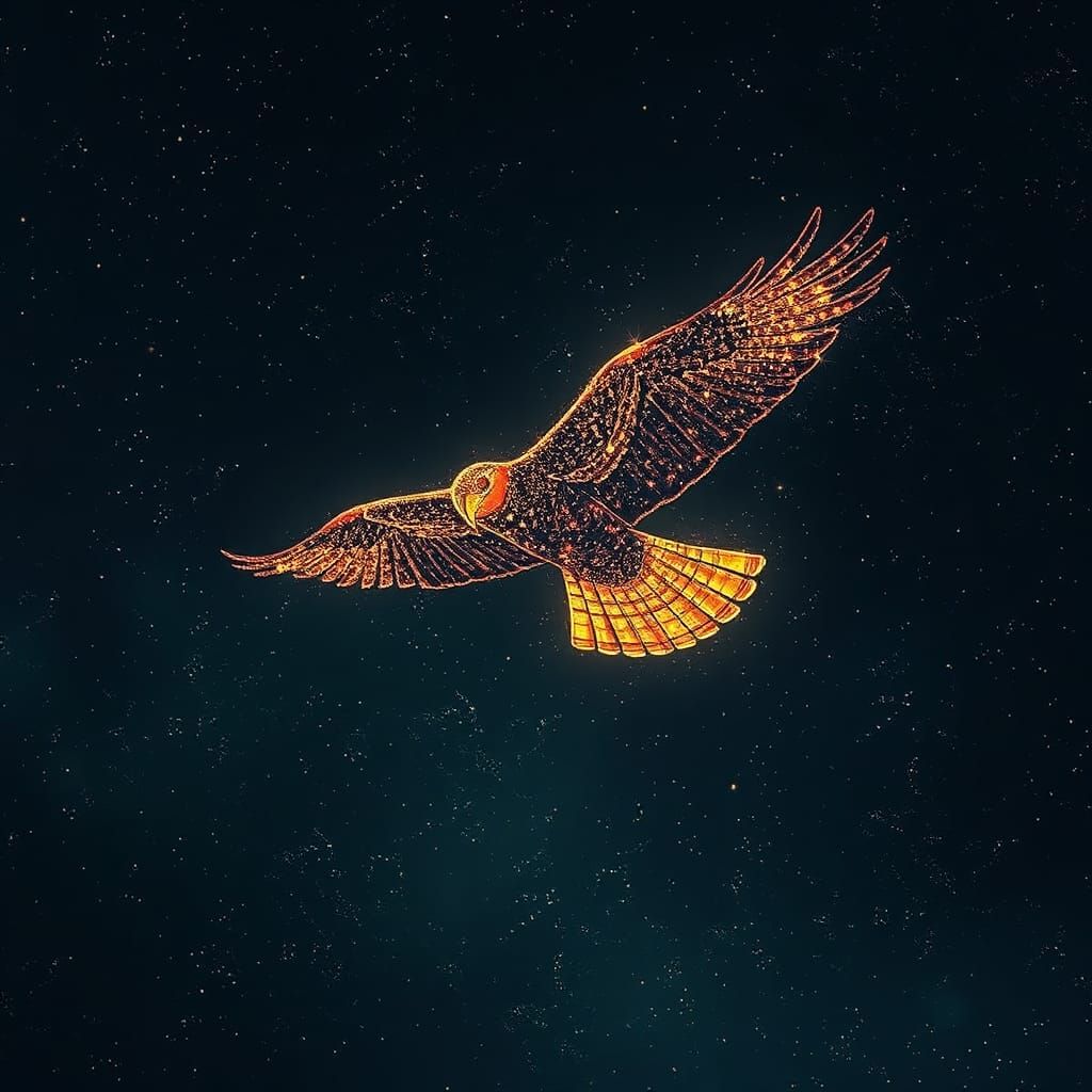 Hawk's Flight: A Pointillist Vision of Transformation