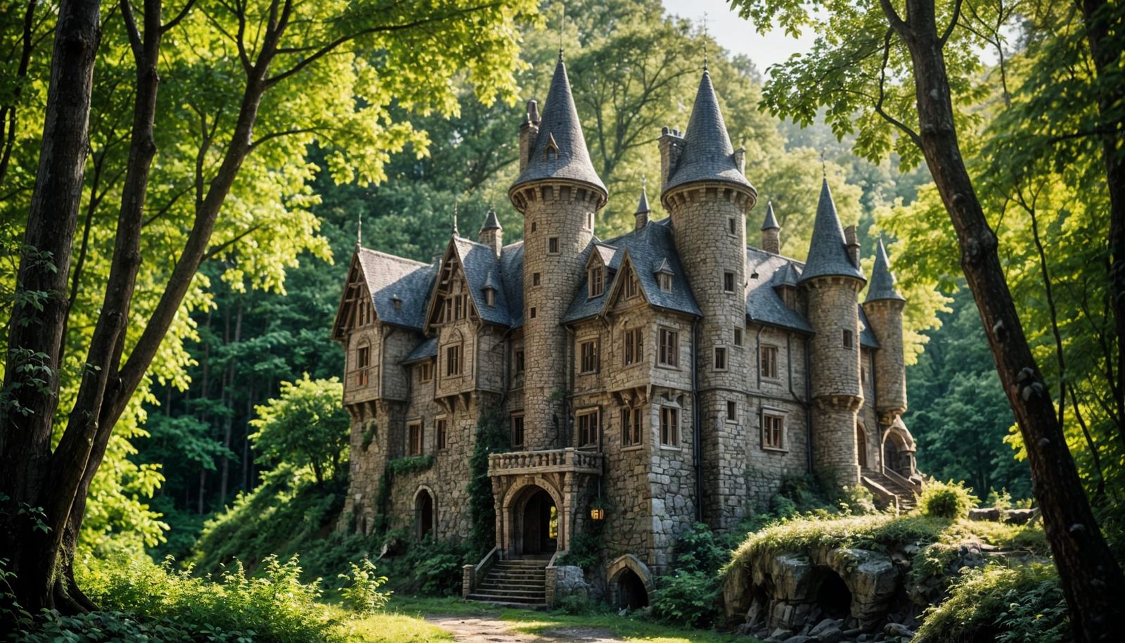 Ethereal Elven Castle Amidst Whispers of the Forest