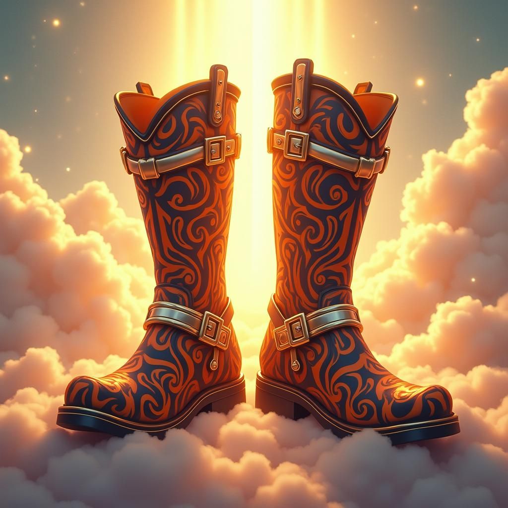 Ornate Fantasy Boots in Divine Sunlight