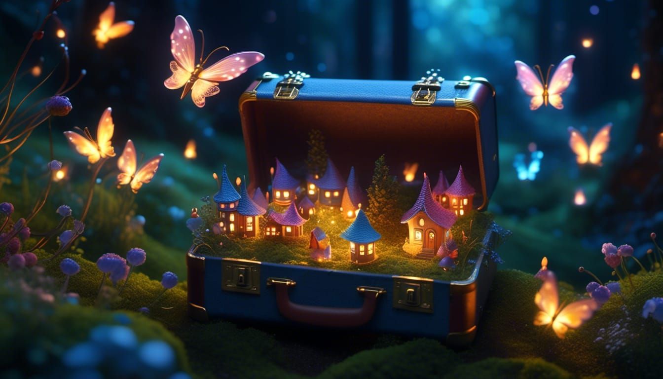 fairy village in a suitcase