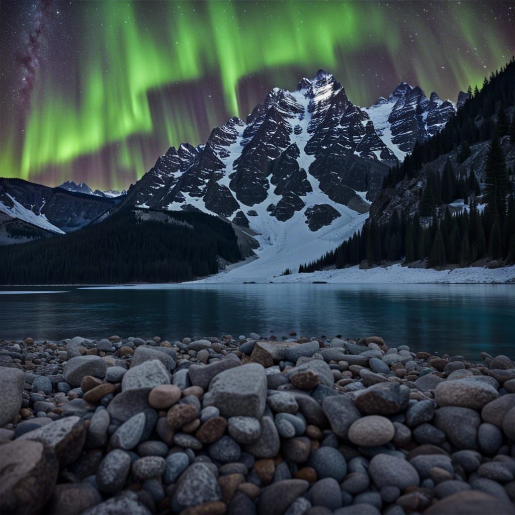 Lucid Dream Over Lake Moraine: Surreal Landscape