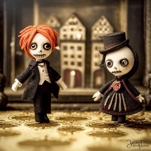 Steampunk Horror Dolls Dancing in Haunted Shadowbox