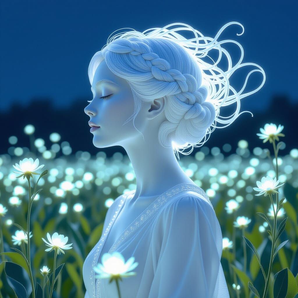 Moonlight Sculpture in Art Nouveau Style