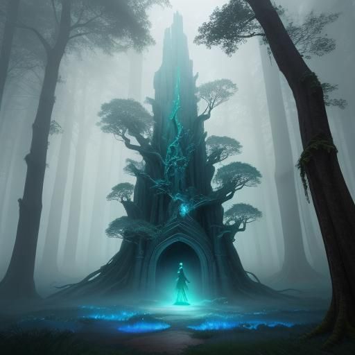 Mysterious Forest Portal in Vibrant Fantasy Art