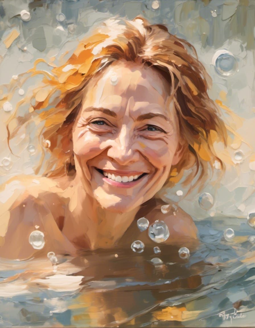 Enjoying a bubble bath