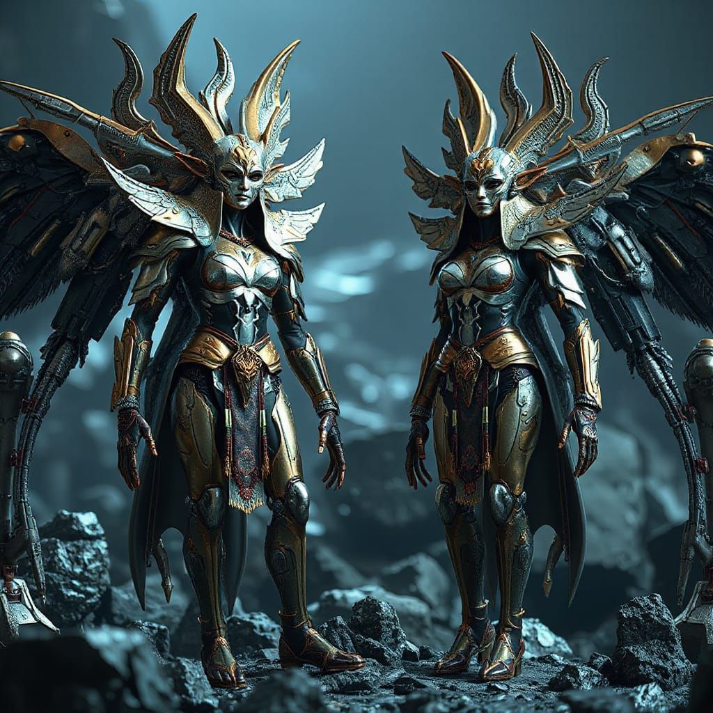 Futuristic Priestesses in Epic Sci-Fi Scene