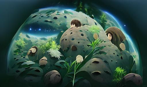 Studio Ghibli Galaxy with Earth-like Planets