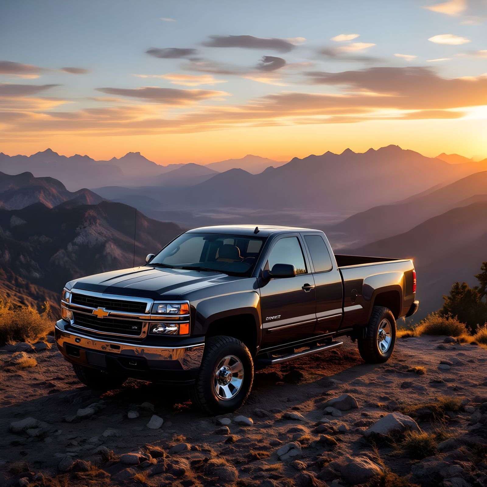 2000 Chevy Silverado on Scenic Mountain Peak