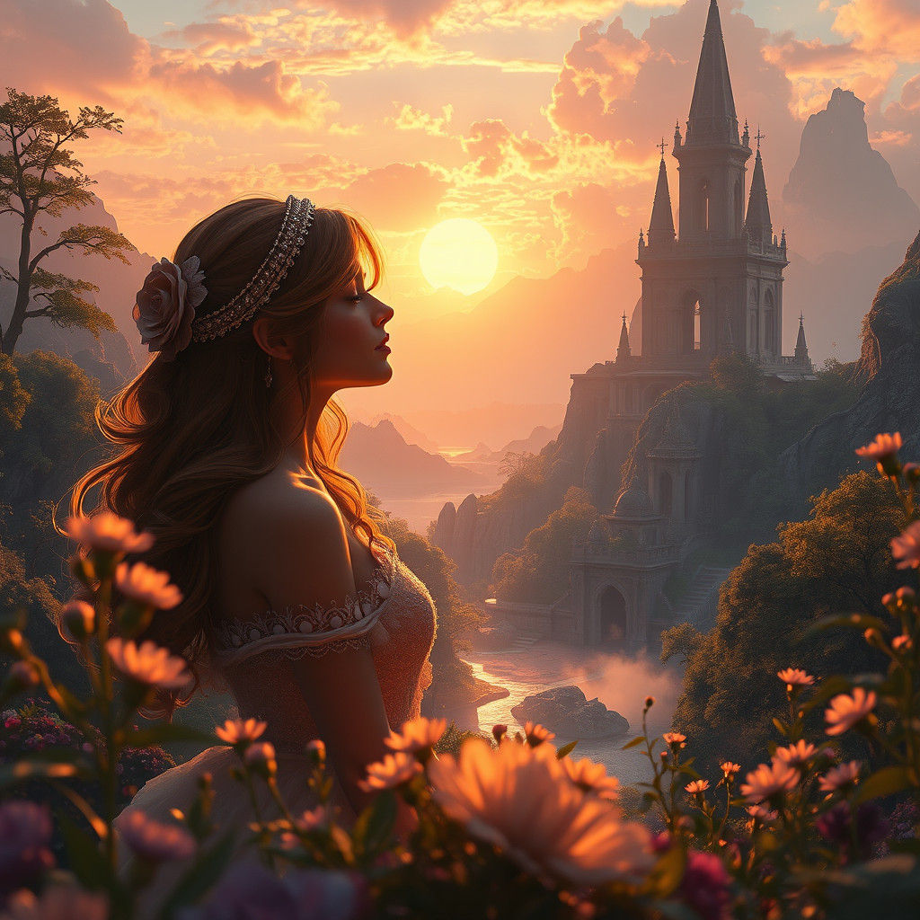 Ethereal Love in a Vibrant Fantasy Realm