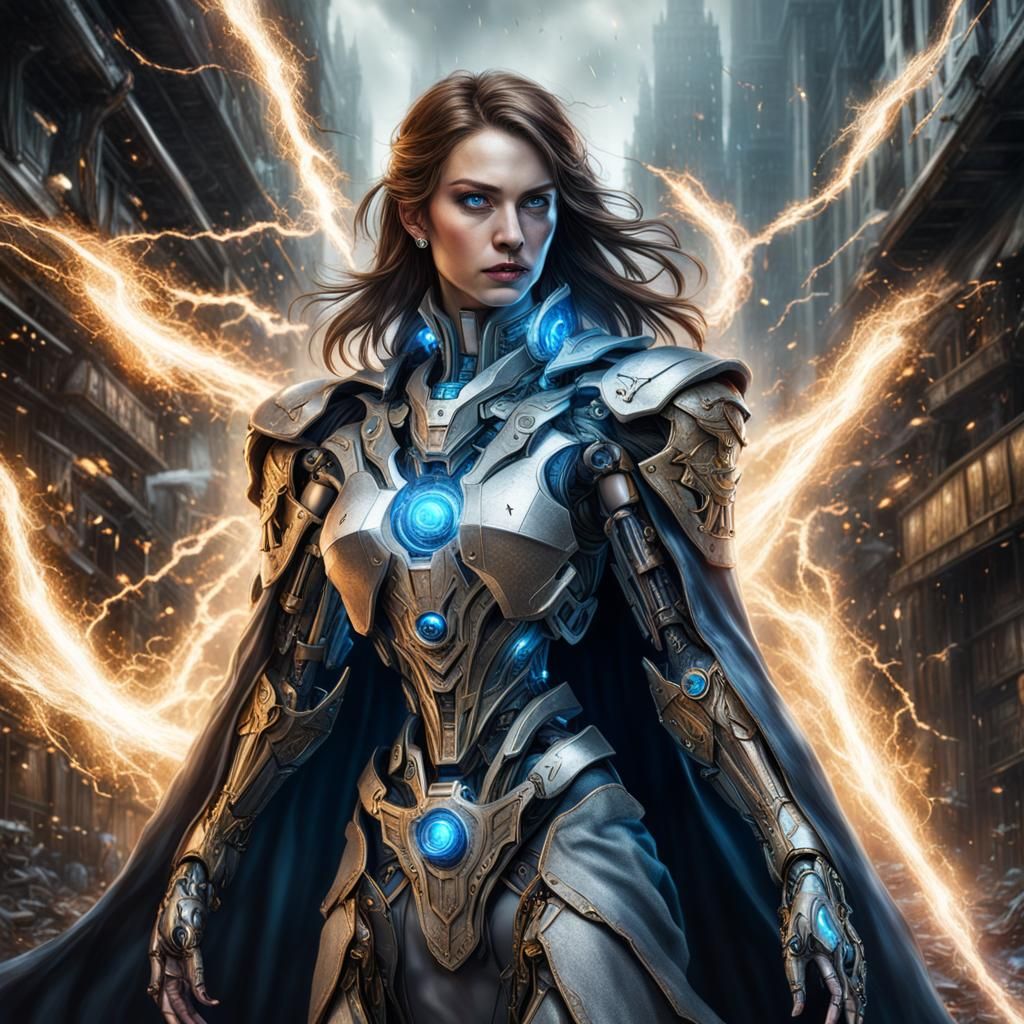 Techno Mage using her magic