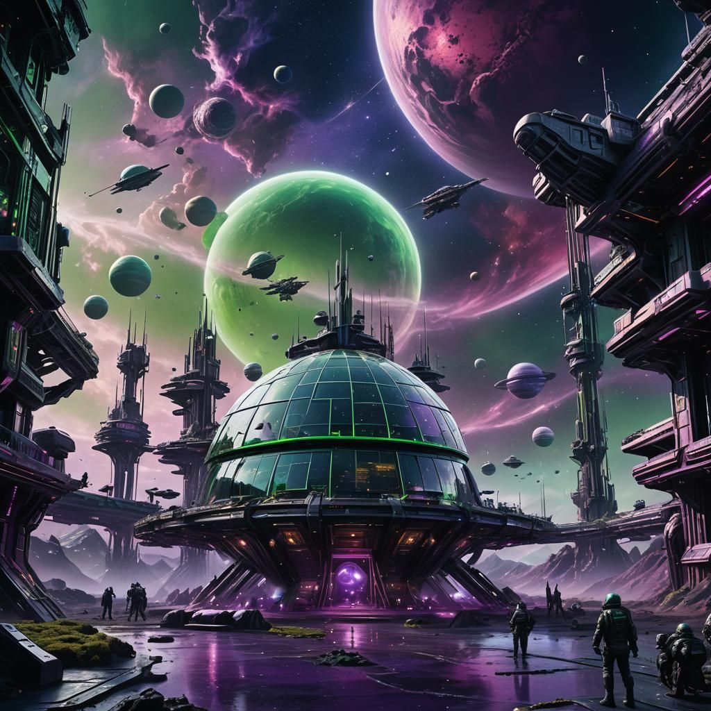 Futuristic Space Base on Alien Planet: Concept Art