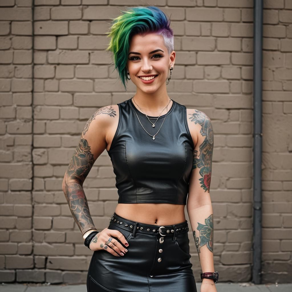 Tattooed Punk Girl Portrait in Street Photography Style