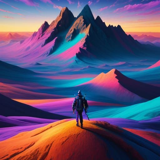 Dreamlike Surreal Landscape in Triadic Colors