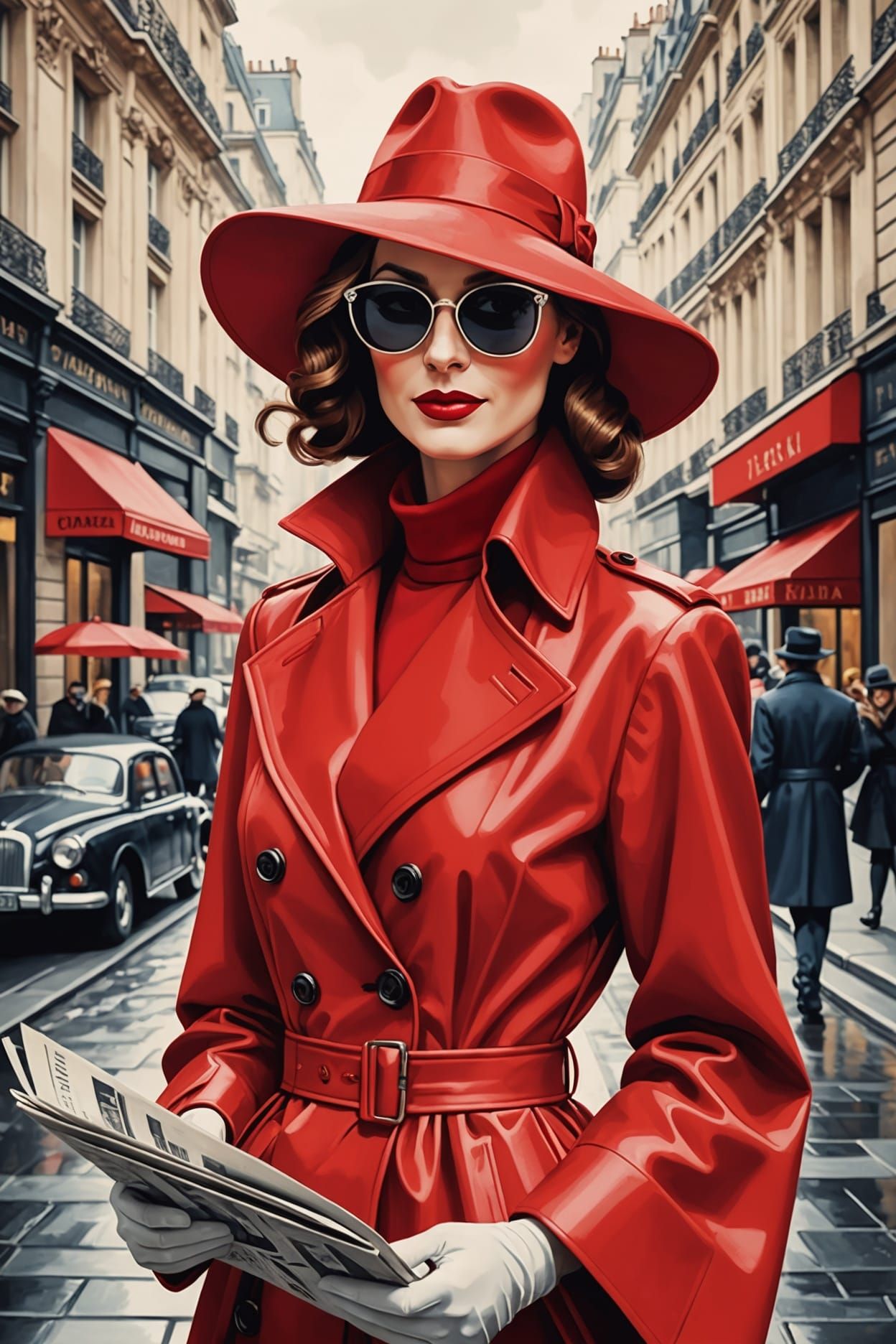 Carmen Sandiego Art Deco Portrait in Paris