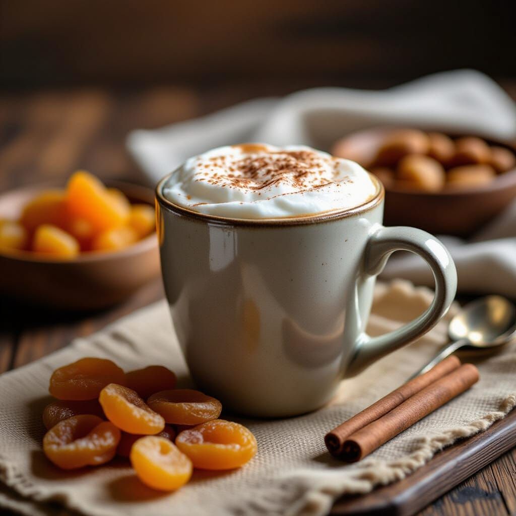 Cinnamon Cappuccino and Dried Fruit Still Life