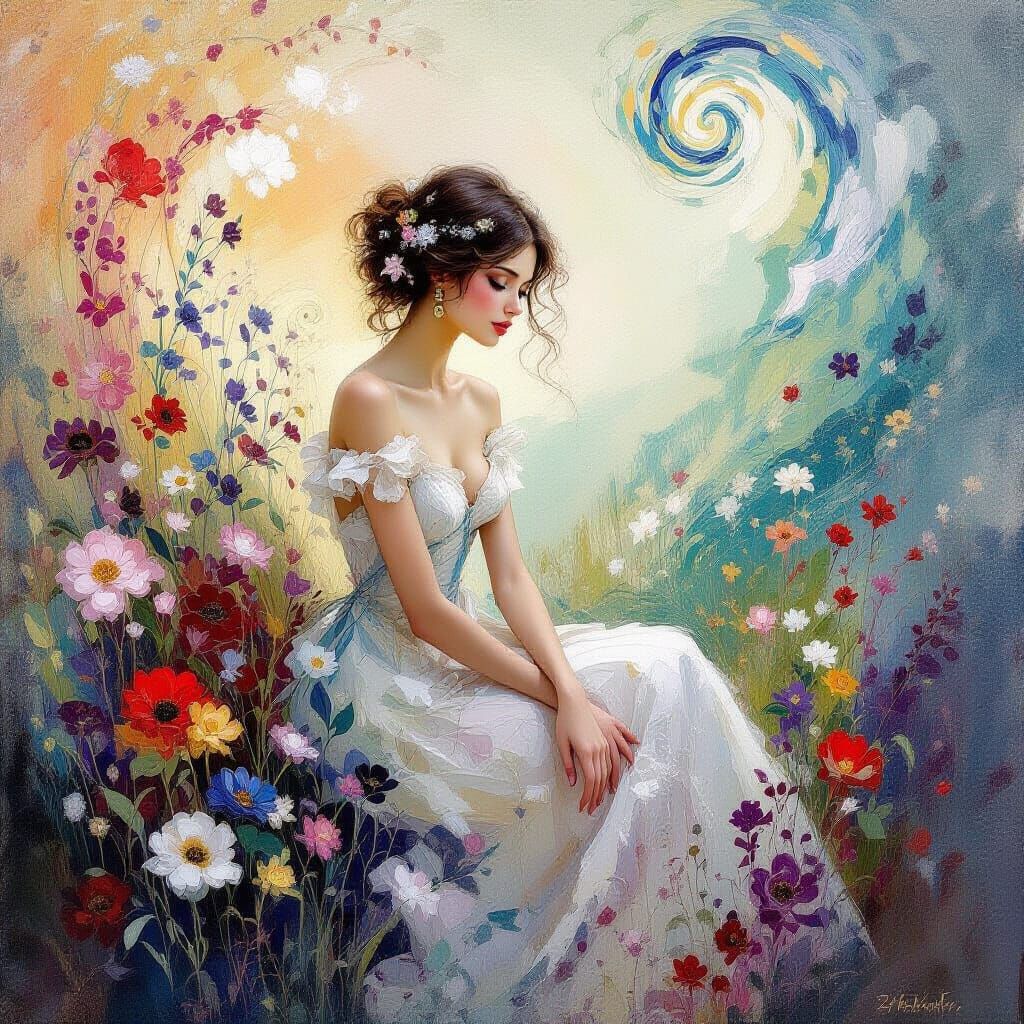 Dreamlike Figure in Surreal Landscape, Fine Art