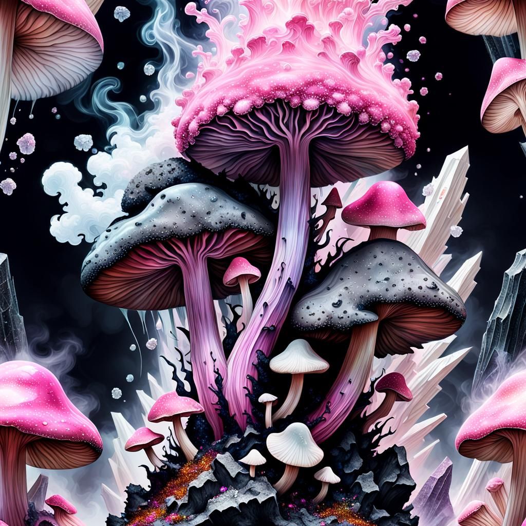 Dreamy Pink Crystal Mushroom Geode