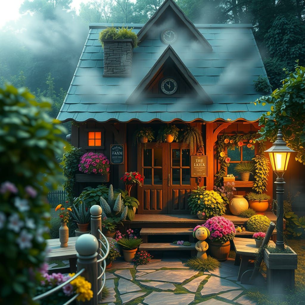 Ethereal Farmstand Fantasy in Kinkade Style