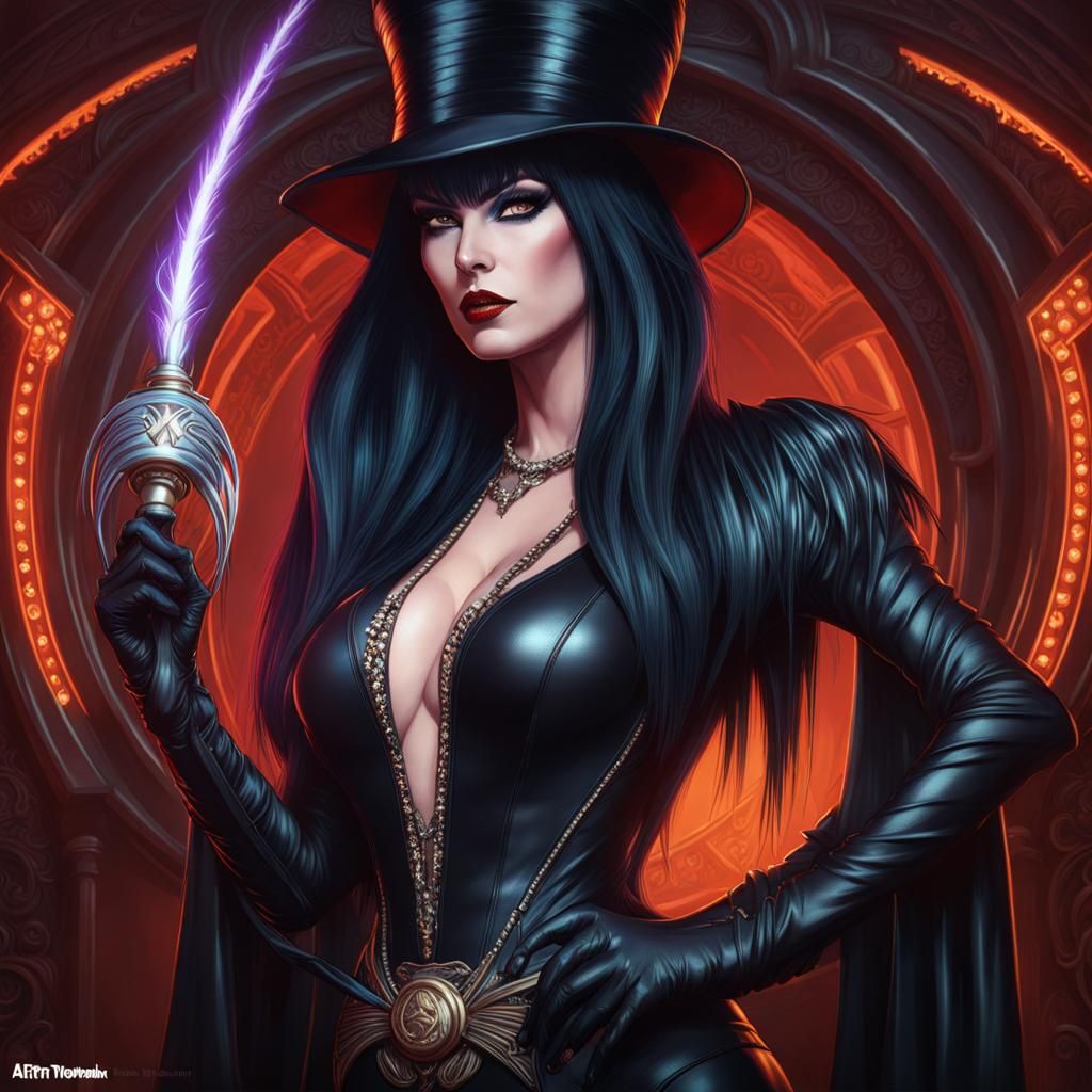 Elvira Mistress of the Dark Portrait, Hyperdetailed Art