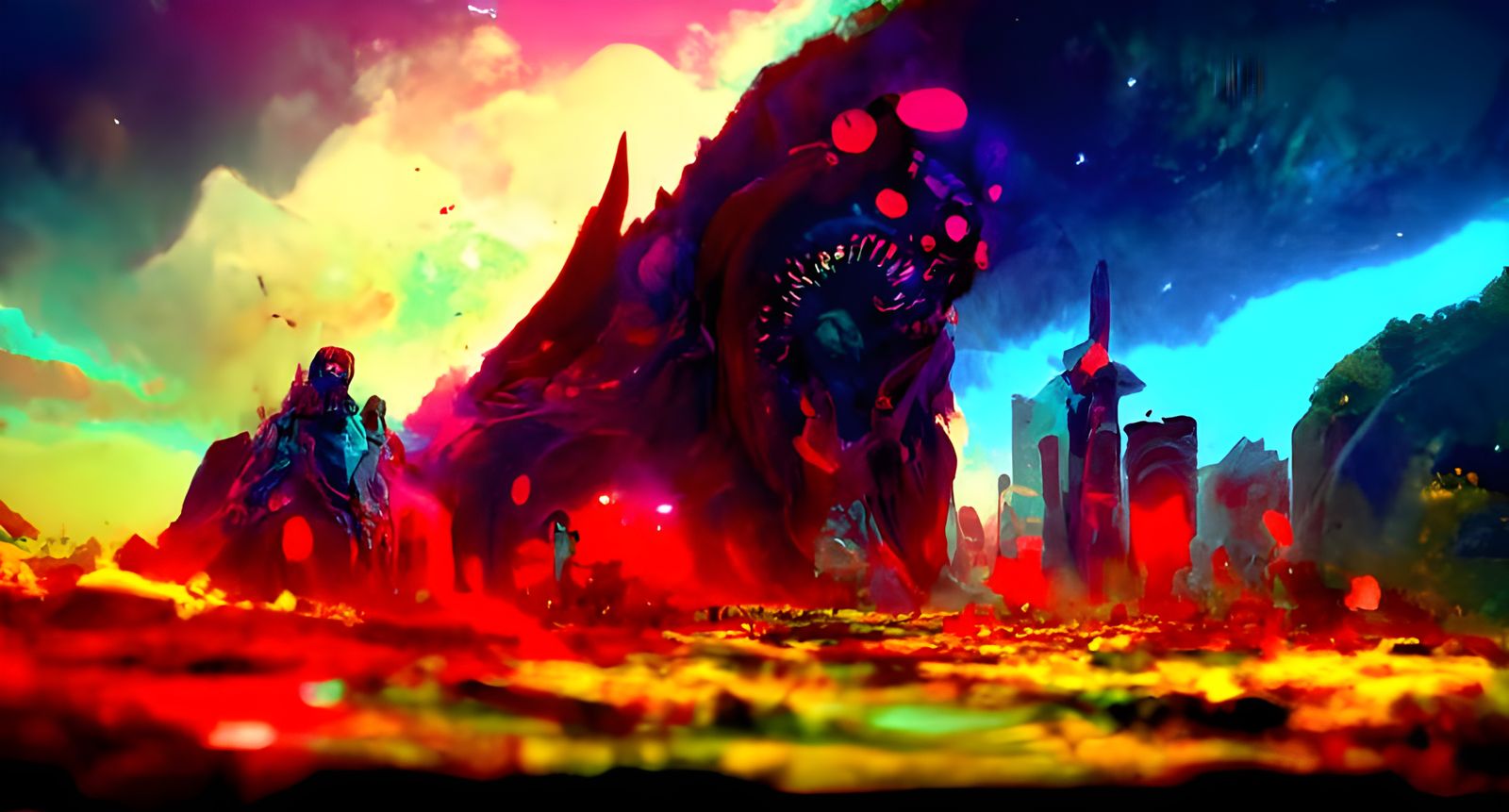 Cosmic Horror Monster in Destroyed City