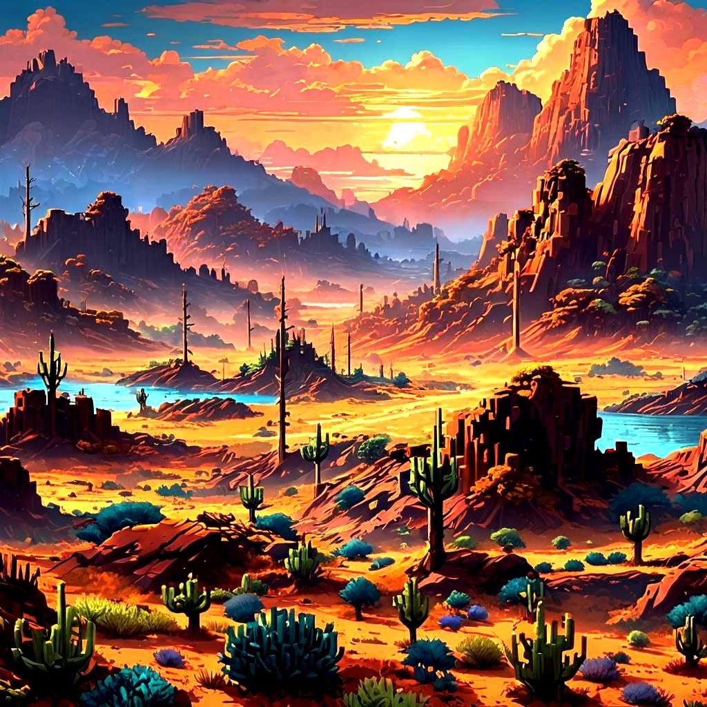 8-Bit Western Landscape with Ancient Trees