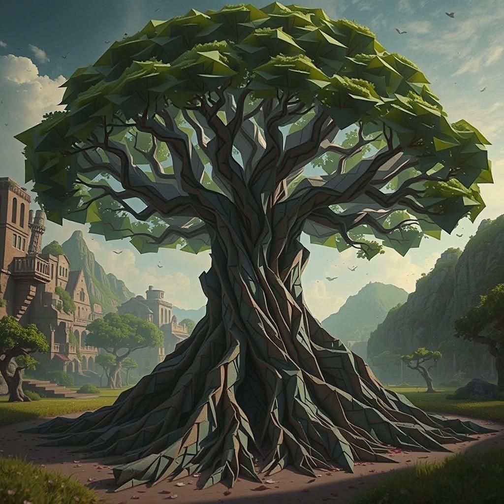 Intricate Origami Tree of Life Sculpture