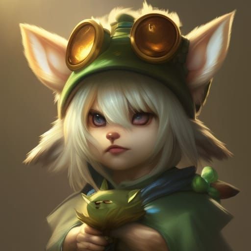 Teemo Portrait in Hyperdetailed Digital Art Style