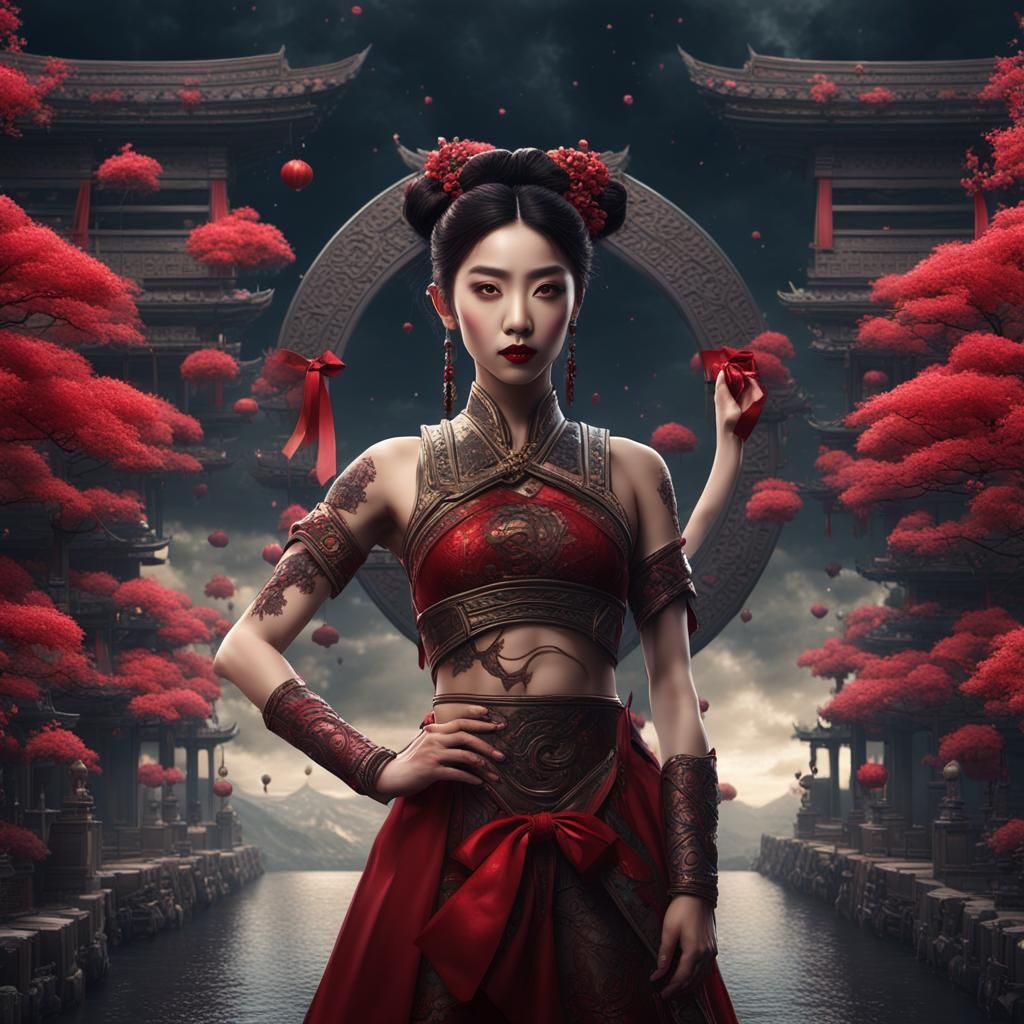 Fantasy Archer: 3D Japanese Woman with Six Pack Abs
