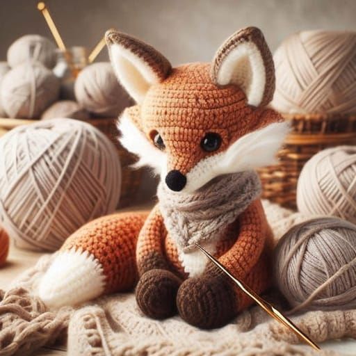 Whimsical Wool Fox in Pastel Hues