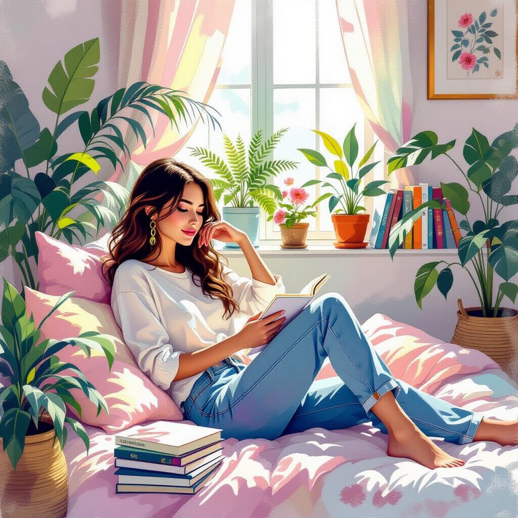 Luminous Lo-Fi Workspace in Metamodern Style